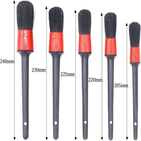 5 Pcs Premium Natural Boar Hair Detail Brush Set Automotive Detailing Brushes for Cleaning - Oshi.pk - Buy & Sell Online