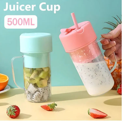 500ml Portable Juicer With Straw USB Electric Stainless Steel Fruit Juicer Cup Extractor Blender Juice Maker Machine For Kitchen - Oshi.pk - Buy & Sell Online