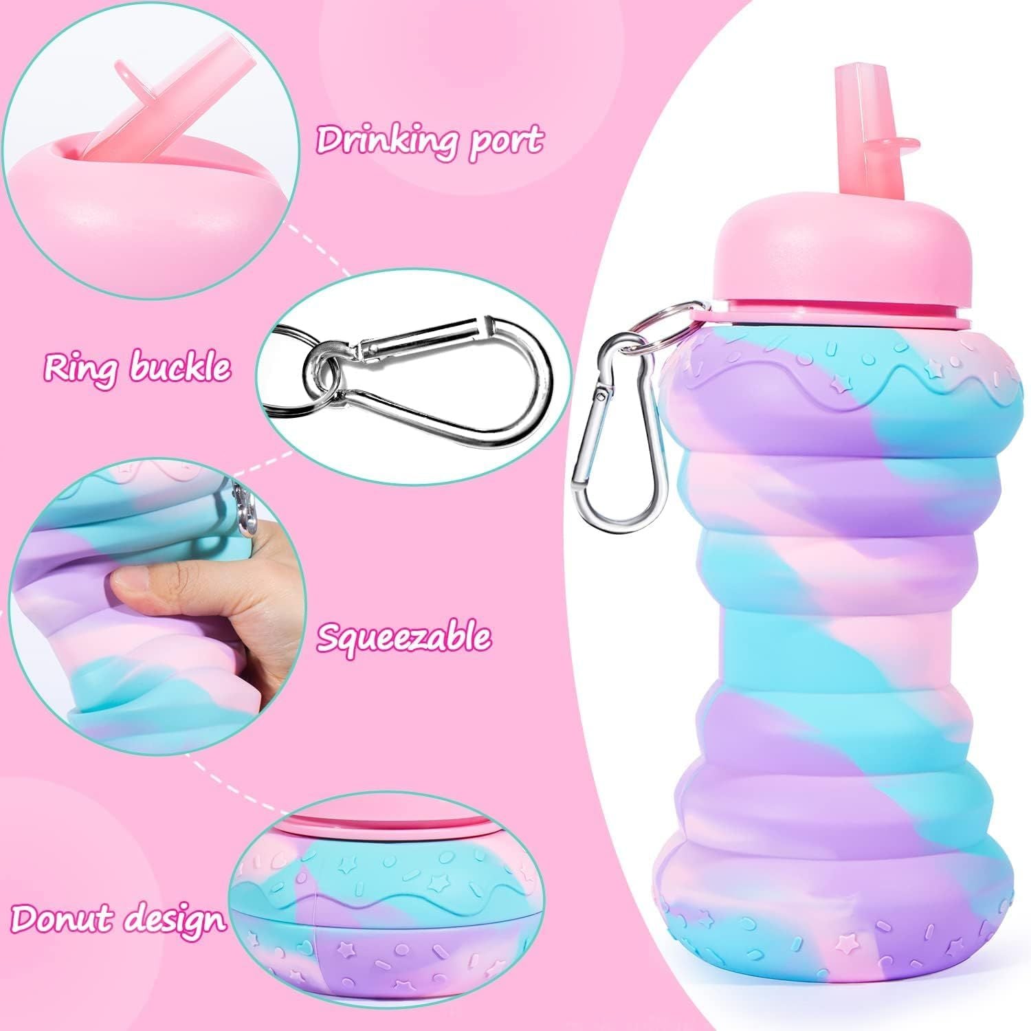 550ml Water Bottle Leak Proof Twist Cap BPA Free Silicone Foldable Water Bottle Portable Sports Cups with Flip Spout for Gym Camping Sports Lightweigh - Oshi.pk - Buy & Sell Online