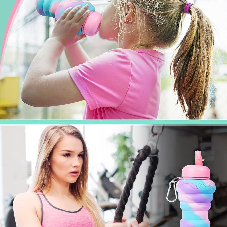 550ml Water Bottle Leak Proof Twist Cap BPA Free Silicone Foldable Water Bottle Portable Sports Cups with Flip Spout for Gym Camping Sports Lightweigh - Oshi.pk - Buy & Sell Online