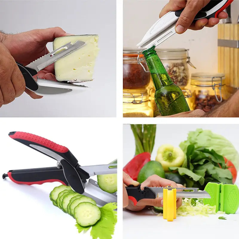 Clever Cutter 6 in 1 Knife & Board Multi-Functional Scissors - Food, Vegetable Chopper with Built-In Cutting Board - Oshi.pk - Buy & Sell Online