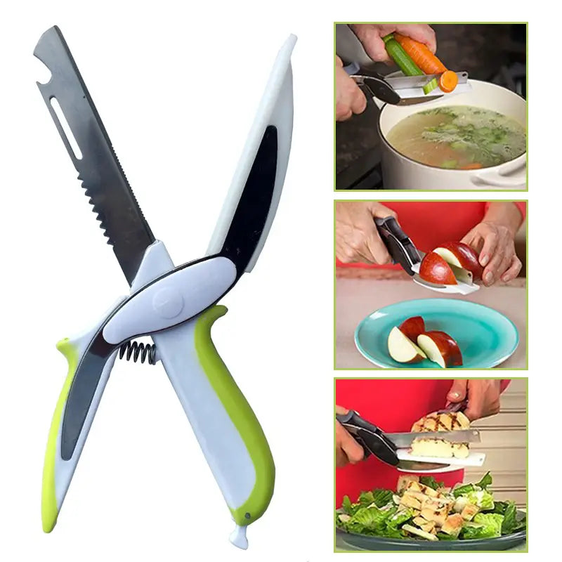 Clever Cutter 6 in 1 Knife & Board Multi-Functional Scissors - Food, Vegetable Chopper with Built-In Cutting Board - Oshi.pk - Buy & Sell Online