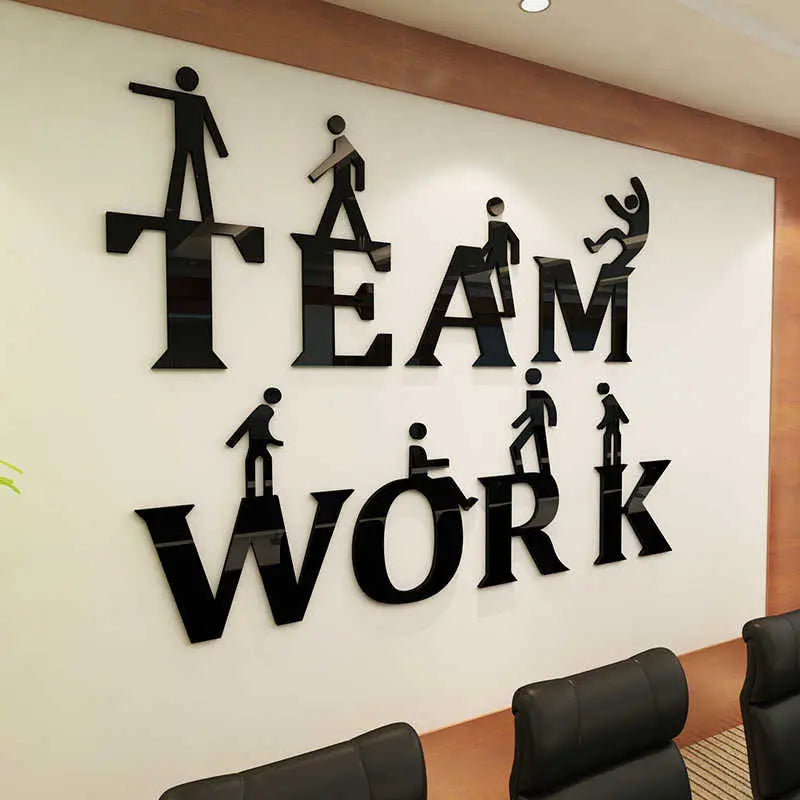 Team work 3d Acrylic mirror wall stickers Corporate culture wall decoration Office inspirational slogan DIY art wall decor (36*48 Inches) - Oshi.pk - Buy & Sell Online