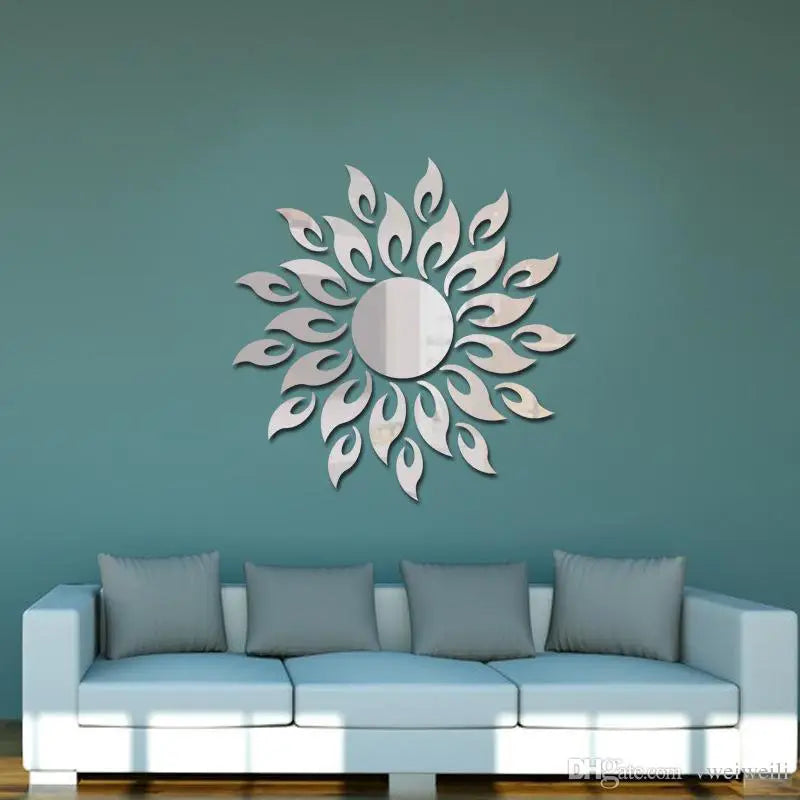 Luxury 3D Sunflower Home Decor Bell Cool Mirrors DIY 2mm Acrylic Wall Art (30*30 Inches) - Oshi.pk - Buy & Sell Online