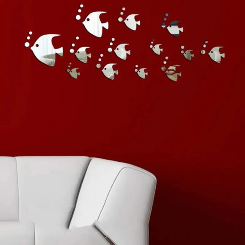 New Beautiful Design 3D DIY Acrylic Silver Mirror Sea Fish Bubble Wall Sticker Home Decal Decor Art (48*36 Inches) - Oshi.pk - Buy & Sell Online
