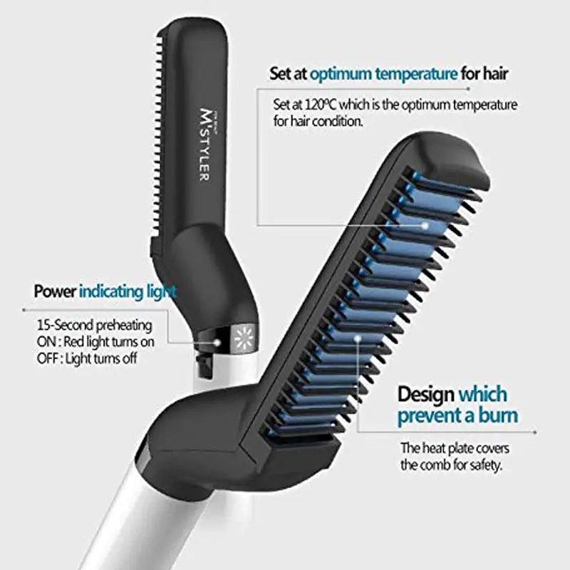 Hair and Beard Straightener Modelling Comb Ceramic-Iron Beard Comb - Oshi.pk - Buy & Sell Online