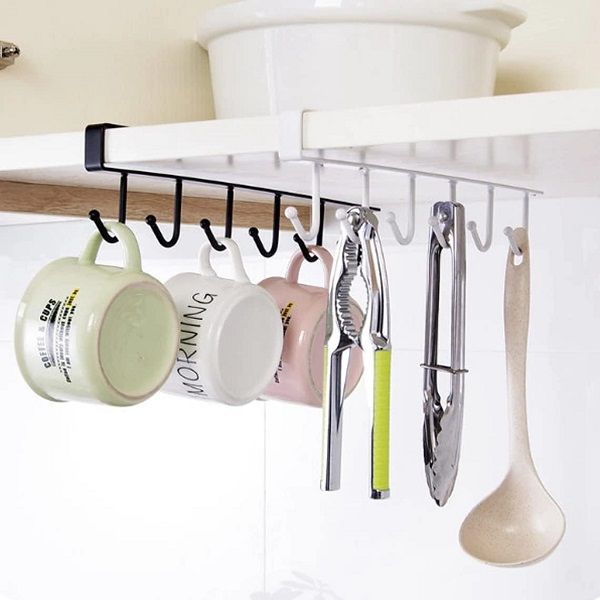 6 Hooks Metal Hanging Rack Holder Under Shelf Mug Cup Cupboard - Oshi.pk - Buy & Sell Online