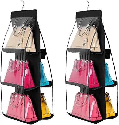 6 Pockets Double-Sided Hanging Storage Bags With Hanging Hook / Handbag, Purse, Bags Organizer - Oshi.pk - Buy & Sell Online