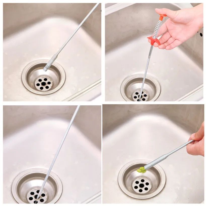 60cm Bendable Drain Clog Dredge Tools Water Sink Cleaning Hook Sewer Dredging Spring Pipe Hair Remover Bathroom Hair Cleaner - Oshi.pk - Buy & Sell Online