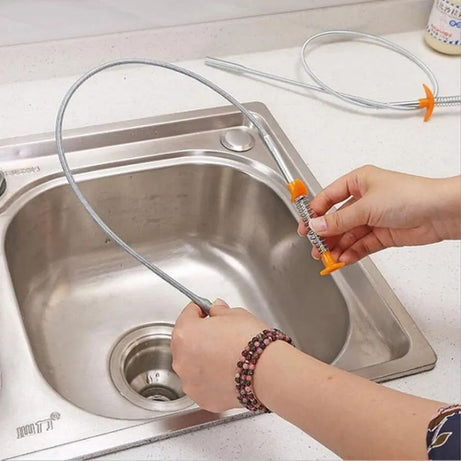 60cm Bendable Drain Clog Dredge Tools Water Sink Cleaning Hook Sewer Dredging Spring Pipe Hair Remover Bathroom Hair Cleaner - Oshi.pk - Buy & Sell Online