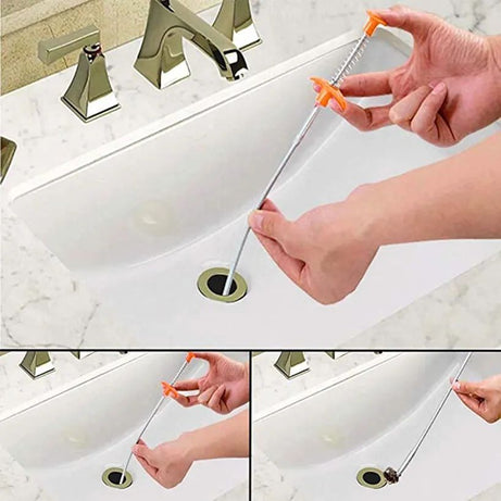 60cm Bendable Drain Clog Dredge Tools Water Sink Cleaning Hook Sewer Dredging Spring Pipe Hair Remover Bathroom Hair Cleaner - Oshi.pk - Buy & Sell Online