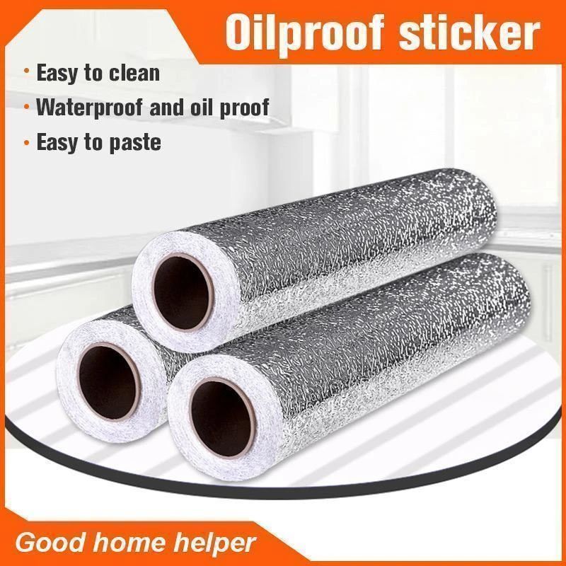 60cm X 200cm Aluminium Foil Sticker Aluminium Foil Sheet Kitchen Waterproof Self-Adhesive ( Silver ) - Oshi.pk - Buy & Sell Online
