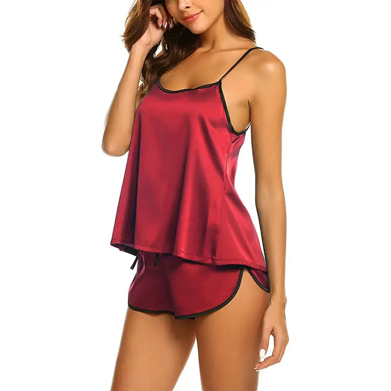 Womens Sexy Lingerie Sleepwear Tank Top And Shorts (Red) - Oshi.pk - Buy & Sell Online