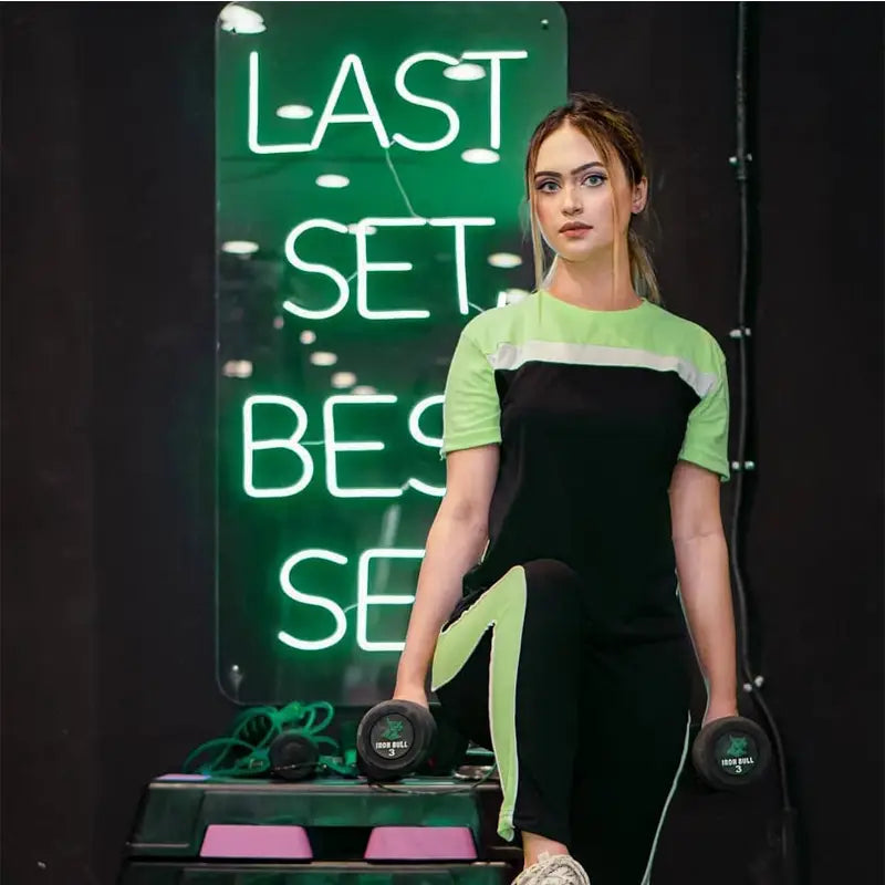 Multicolour Half Sleeves Gym Track Suit For Women (Green) - Oshi.pk - Buy & Sell Online