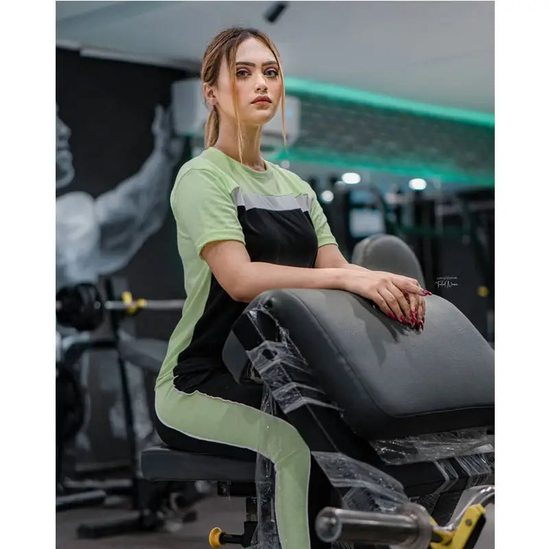 Multicolour Half Sleeves Gym Track Suit For Women (Green) - Oshi.pk - Buy & Sell Online