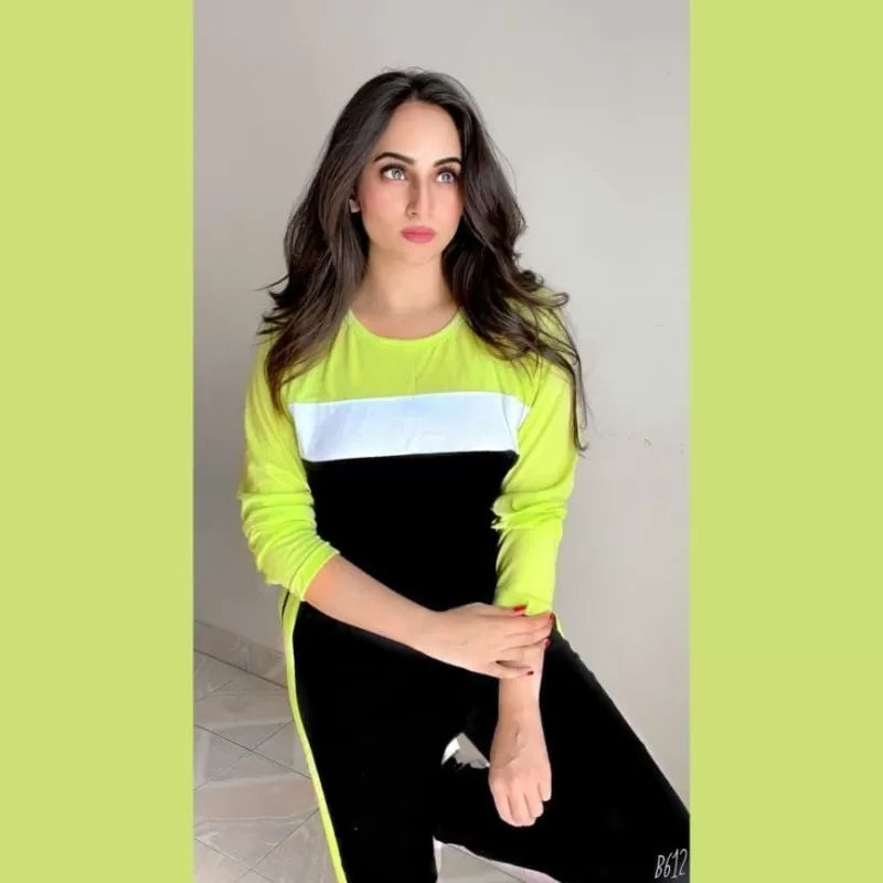 Multicolour Full Sleeves Gym Track Suit For Women (Neon) - Oshi.pk - Buy & Sell Online
