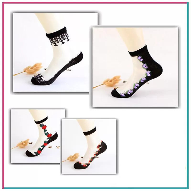 4 Pairs - Imported Ultra-Thin Elastic Transparent Socks for Women - Oshi.pk - Buy & Sell Online