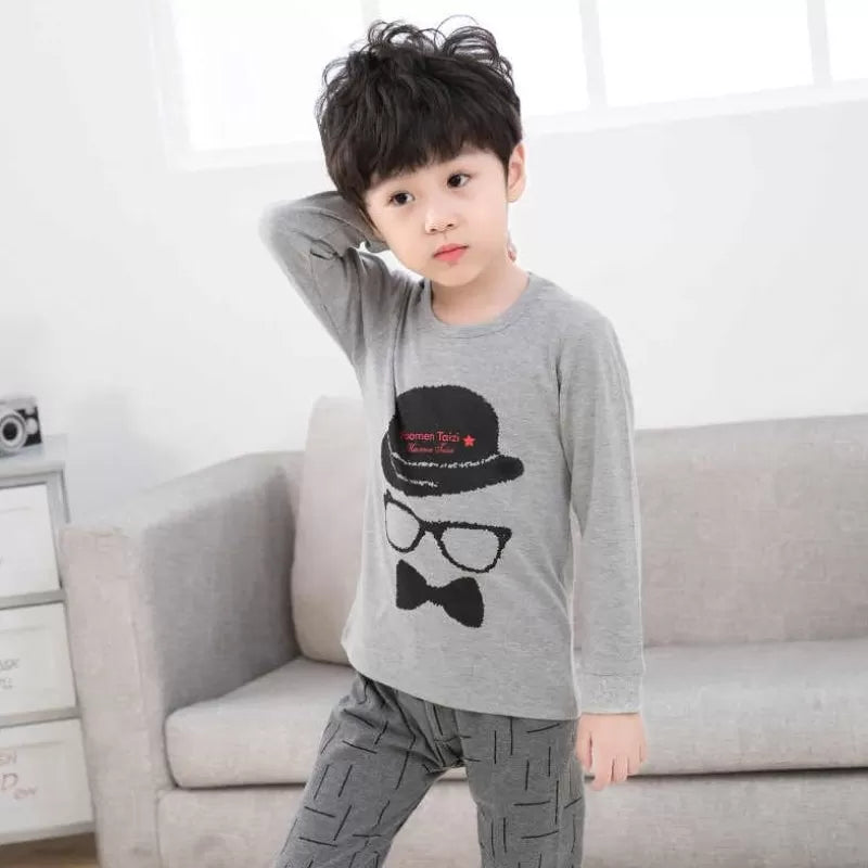Baby Or Baba Grey Gentlemen print Kids Night Suit (KD-045) - Oshi.pk - Buy & Sell Online