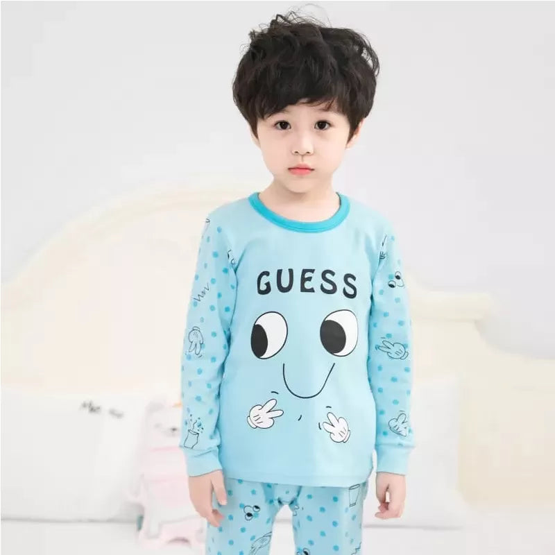 Baby Or Baba Sky Blue Guess print Kids Night Suit (KD-039) - Oshi.pk - Buy & Sell Online