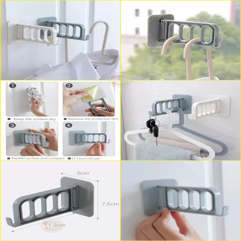 4 Hole Multi Function Strong Self-adhesive Wall Hanging Coat Hanger Hook (2 Pcs) - Oshi.pk - Buy & Sell Online
