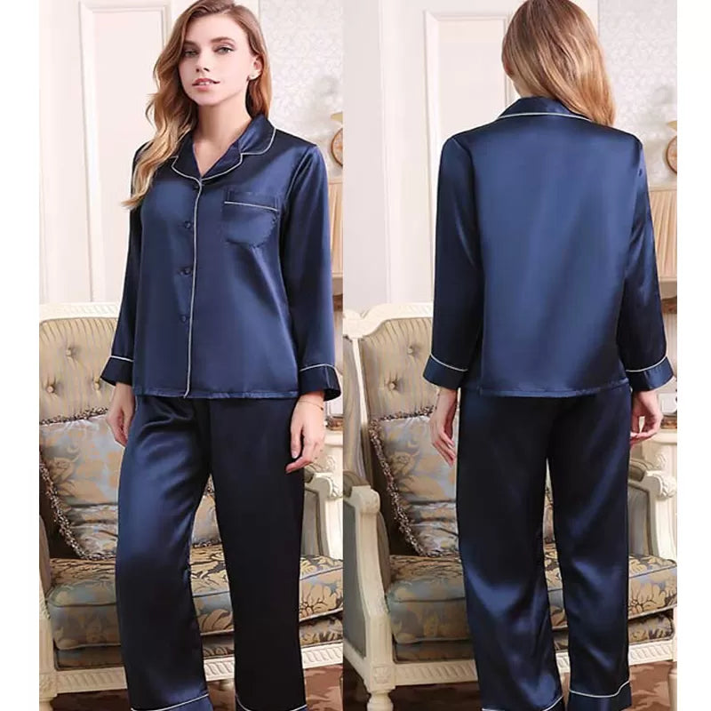 Silk Night Suit For Women (Blue) (Design-2) - Oshi.pk - Buy & Sell Online