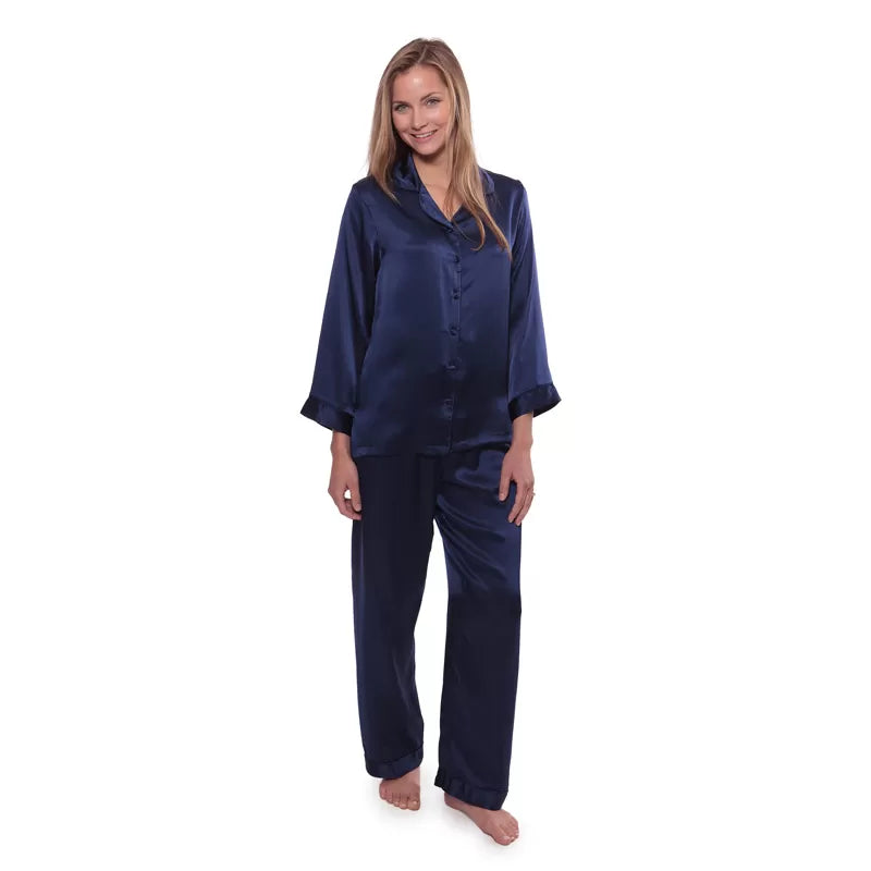 Silk Night Suit For Women (Navy Blue) - Oshi.pk - Buy & Sell Online
