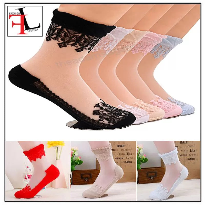 2 Pairs– Imported Net Fancy Crew Socks for Women - Oshi.pk - Buy & Sell Online