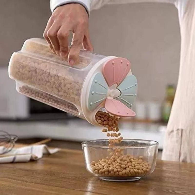 Multicolor Plastic 2500mL 4 Grid Cereal & Dry Food Storage Containers-4 Portion Jar-1 Piece - Oshi.pk - Buy & Sell Online