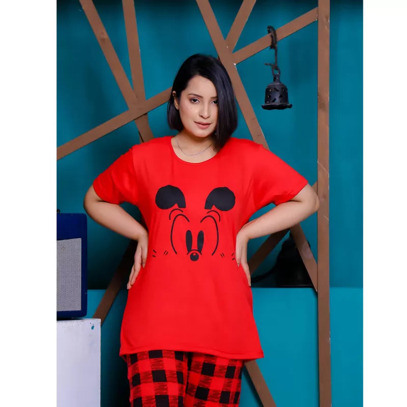 Printed Cotton Ladies Sleep Dress Night Wear With Shirt And Trouser (Design-179) - Oshi.pk - Buy & Sell Online