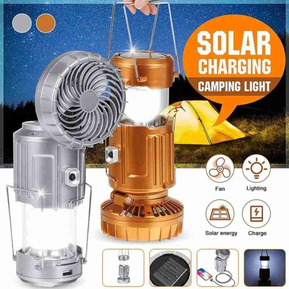 6in1 portable outdoor LED camping lantern with fan solar charge rechargeable light energy saving tent lamp flashlight - Oshi.pk - Buy & Sell Online