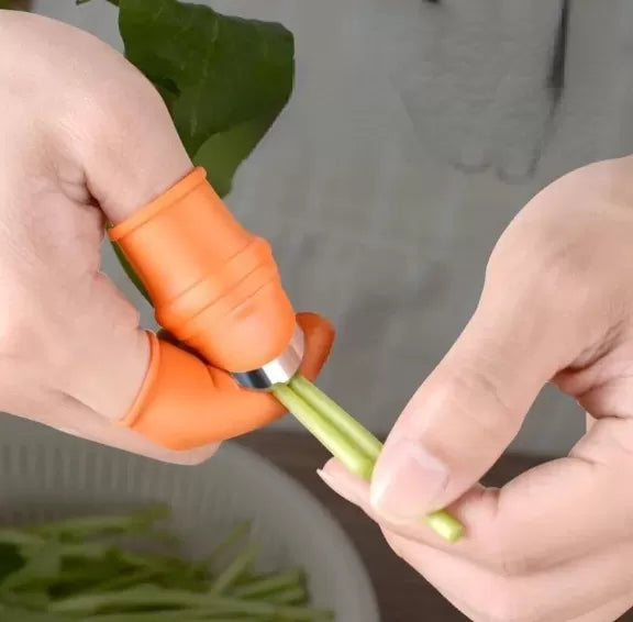 6pcs 1Set Silicone Thumb Knife With Finger Protector Gears Cutting Vegetable Harvesting Knife Plant Blade Kitchen Accessories - Oshi.pk - Buy & Sell Online