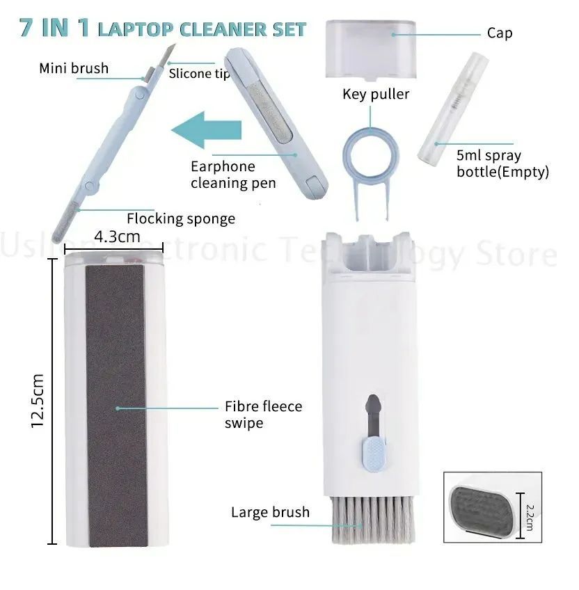 7-In-1 Computer Keyboard Cleaner Brush Kit Earphone Cleaning Pen For Headset Keyboard Cleaning Tools Cleaner Keycap Puller - Oshi.pk - Buy & Sell Online