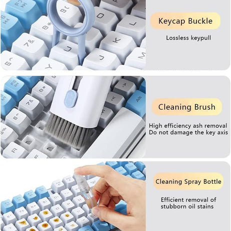 7 in 1 Computer Keyboard Cleaner Brush Kit Earphone Cleaning Pen For Headset Keyboard Cleaning Tools Cleaner Keycap Puller Kit Portable Multifunction - Oshi.pk - Buy & Sell Online