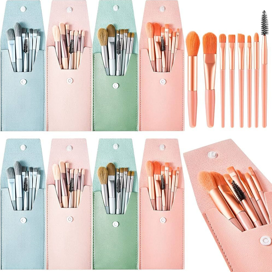 8 Pcs Mini Travel Portable Soft Makeup Brushes Set Eye Shadow Foundation Powder Eyelash Lip Concealer Blush Make Up Brush Set - Random Colors Glowing