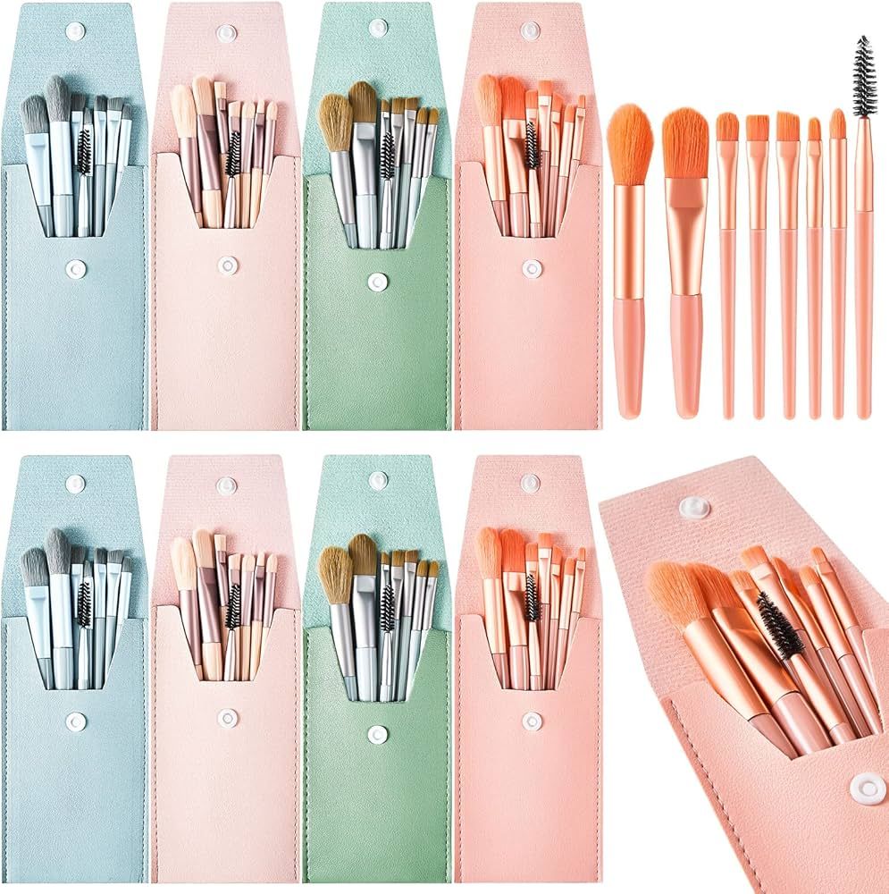 8 Pcs Mini Travel Portable Soft Makeup Brushes Set Eye Shadow Foundation Powder Eyelash Lip Concealer Blush Make Up Brush Set - Random Colors Glowing