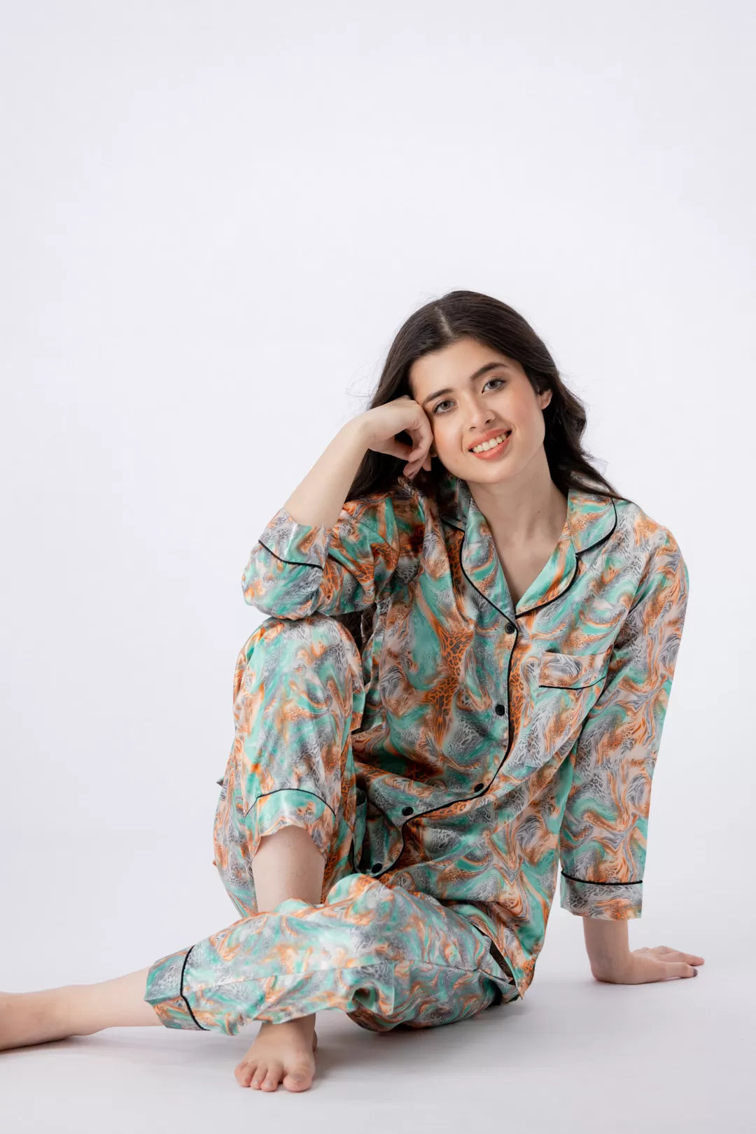 Valerie Nightwear Smoothy Satin Pajama set COMFORTABLE and BREATHABLE - Oshi.pk - Buy & Sell Online