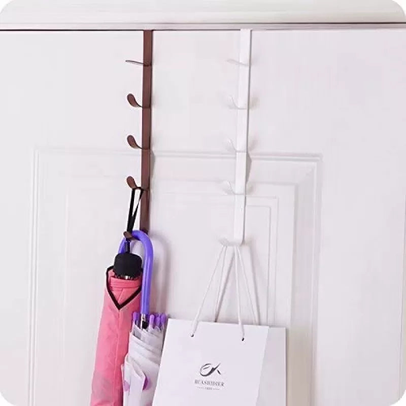 ABS Over The Door Hook Hanger 5-Hook Heavy-Duty Organizer Rack For Coats, Hats, Robes, Shirts, Belts, Bags, Towels, Scarf, Cupboard Door Kitchen Cabin - Oshi.pk - Buy & Sell Online