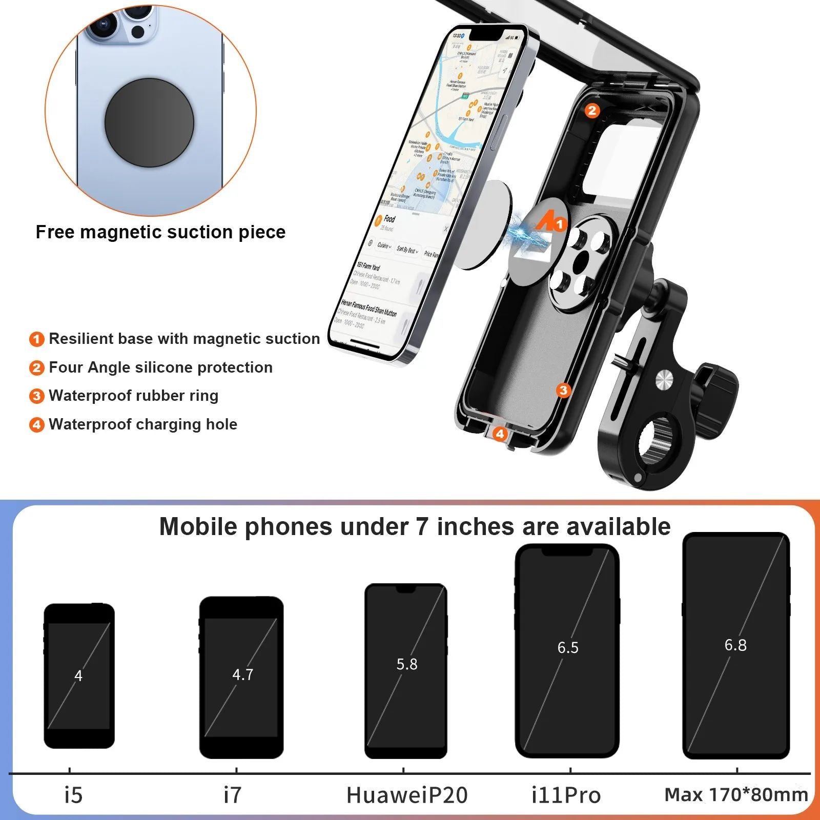 Acrunu Motorcycle Phone Holder MTB Waterproof Cell Phone Holder Bike Phone Holder Rotation Electric Scooter Holder - Oshi.pk - Buy & Sell Online