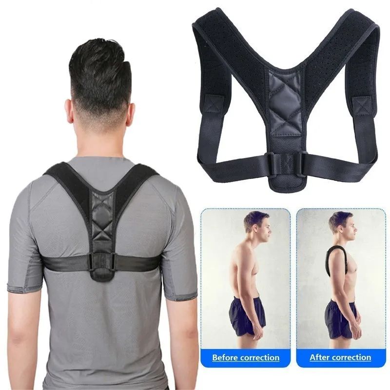 Adjustable Back Posture Corrector Brace Elastic Nylon Belt Shoulder Lumbar Spine Support Invisible Humpback Belt For Women Men - Oshi.pk - Buy & Sell Online