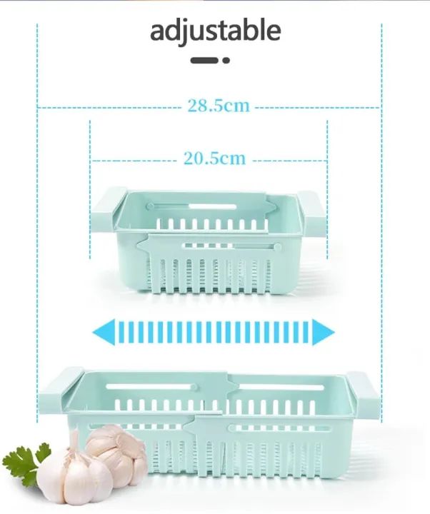 Adjustable Fridge Storage Basket Expandable Fridge Storage Rack Plastic Fridge Space Saver Food Organizer Tray Refrigerator Pull-out Drawers - Oshi.pk - Buy & Sell Online