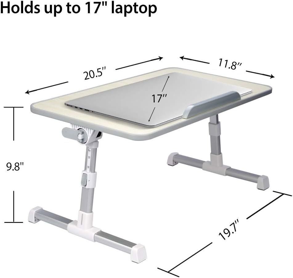 Adjustable Laptop Bed Table, Portable Lap Desk with Foldable Leg, Breakfast Tray for Eating, Notebook Computer Stand for Reading Writing on Bed Couch - Oshi.pk - Buy & Sell Online