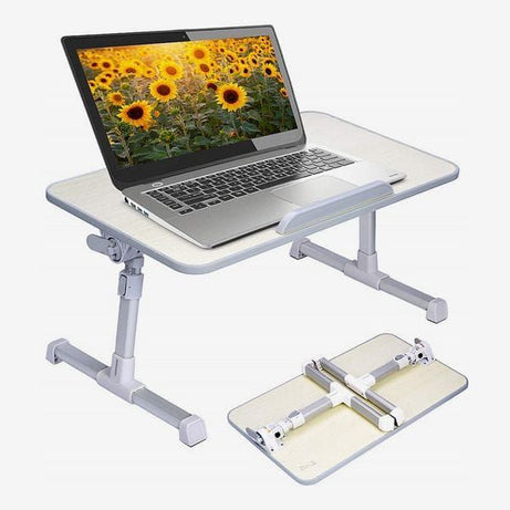 Adjustable Laptop Bed Table, Portable Lap Desk with Foldable Leg, Breakfast Tray for Eating, Notebook Computer Stand for Reading Writing on Bed Couch - Oshi.pk - Buy & Sell Online