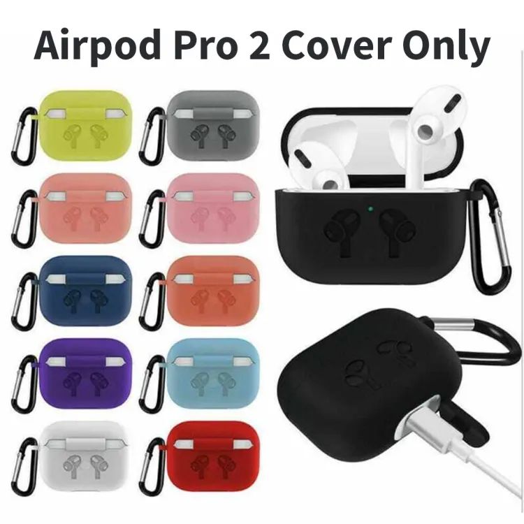 Airpods_ Pro 2 Soft Silicone Protective Anti Dust-Proof Case With Clip Holder - High Quality Flexible Anti Scratch Cover Protection Pouch - Various Co - Oshi.pk - Buy & Sell Online