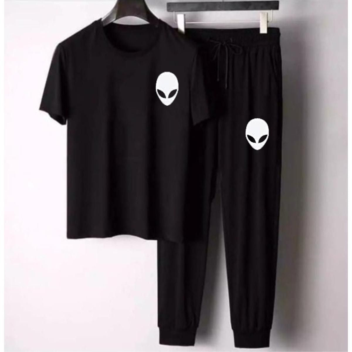 Alien Logo Printed Half Sleeves Cotton Jersey Summer T-Shirt & Trouser Tracksuit - Oshi.pk - Buy & Sell Online