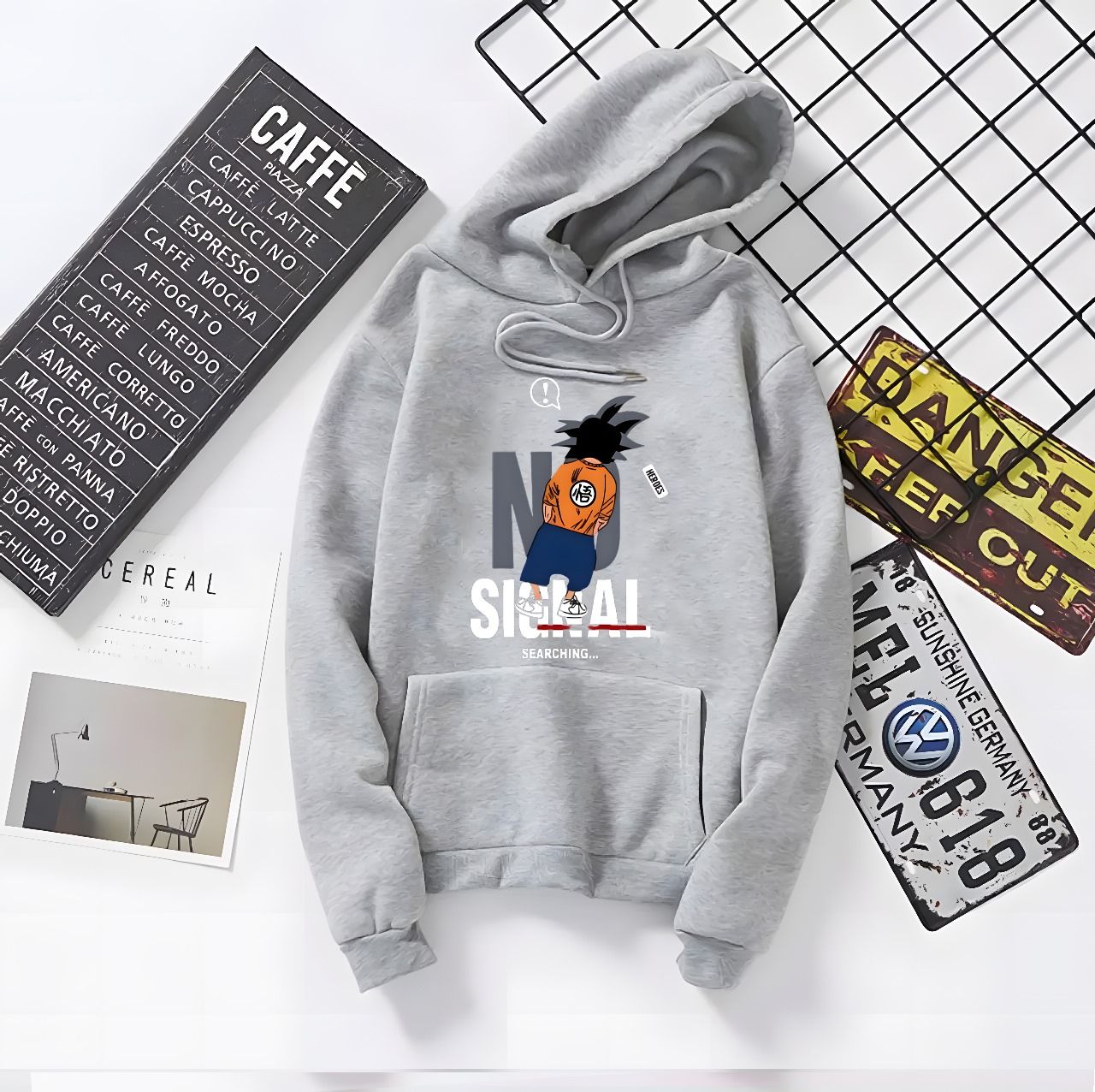 Amazing New No Single Searching Printed Kangaroo Hoodie In Grey Pocket Drawstring Pullovers Clothing Long Sleeves Export Quality Winter Wear - Oshi.pk - Buy & Sell Online
