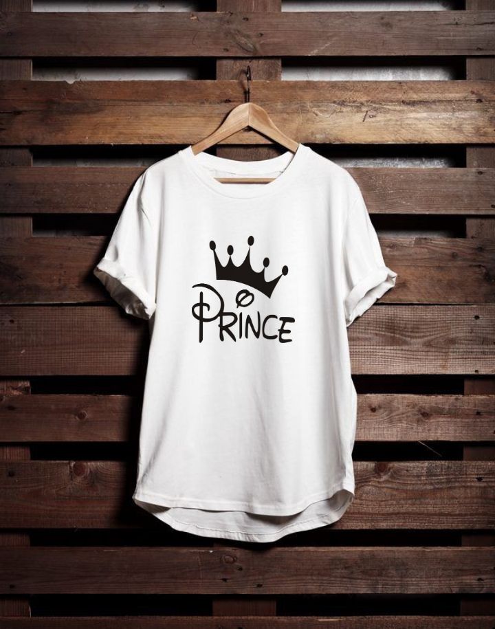 Amazing Summer Collection White Shirt Smart Fit White Trendy Prince With Crown Printed Round Neck Half Sleeves T Shirt - Oshi.pk - Buy & Sell Online