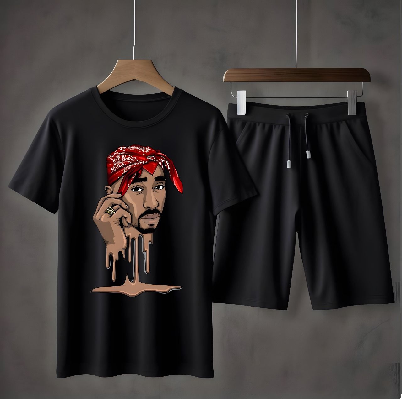Amazing Tracksuit For Men Face Printed Cotton Half Sleeves O Neck Trendy T Shirt And Short For Summer wear - Oshi.pk - Buy & Sell Online