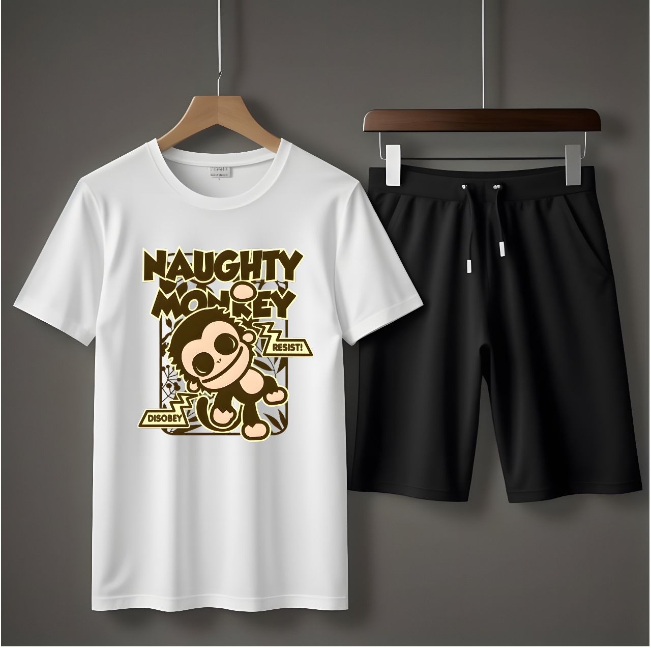 Amazing Tracksuit For Men Face Printed Cotton Half Sleeves O Neck Trendy T Shirt And Short For Summer wear - Oshi.pk - Buy & Sell Online