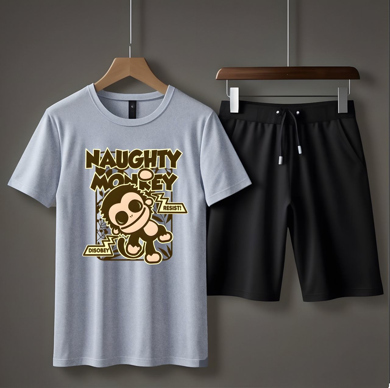 Amazing Tracksuit For Men Face Printed Cotton Half Sleeves O Neck Trendy T Shirt And Short For Summer wear - Oshi.pk - Buy & Sell Online
