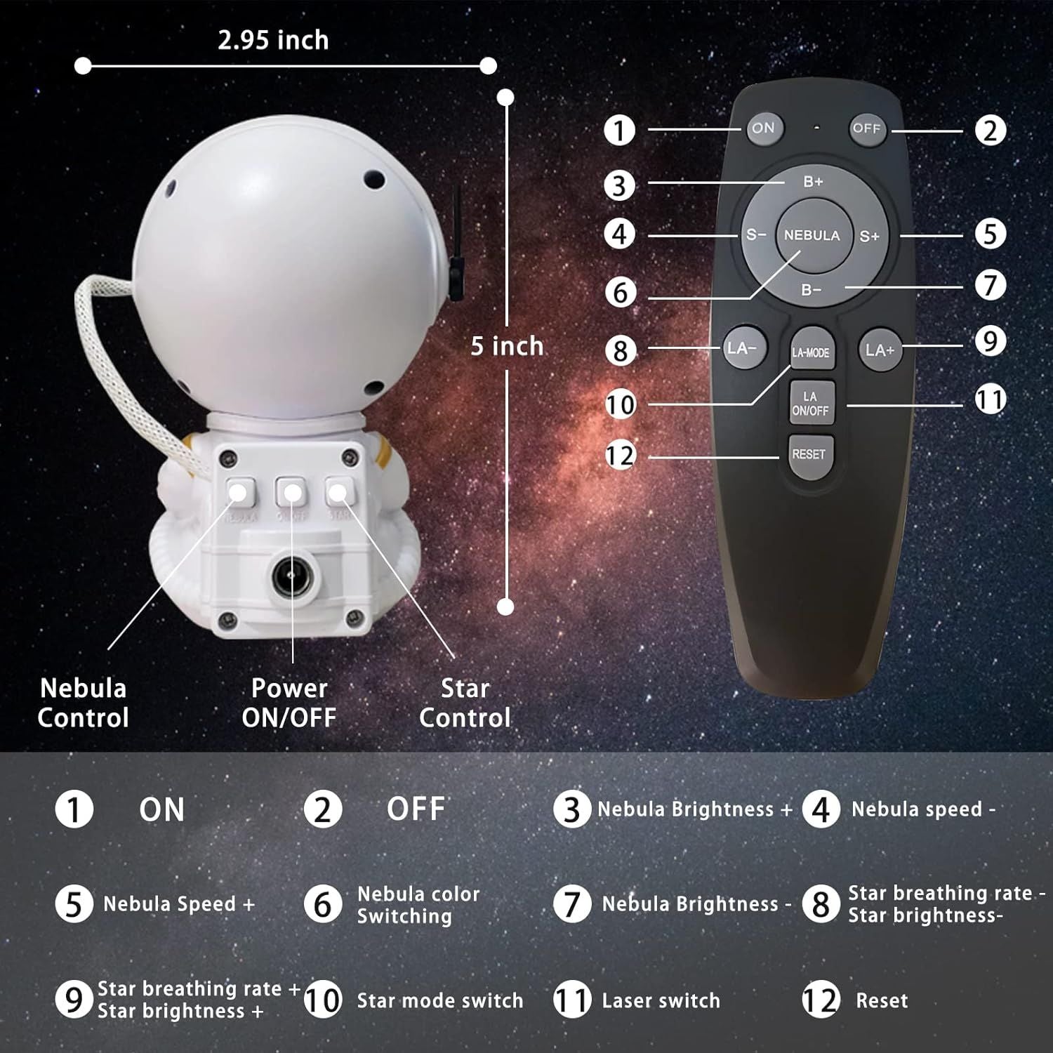Astronaut Galaxy Projector, Star Projector Galaxy Night Light - Astronaut Light Projector, Starry Nebula Ceiling LED Lamp with Remote Control, White S - Oshi.pk - Buy & Sell Online